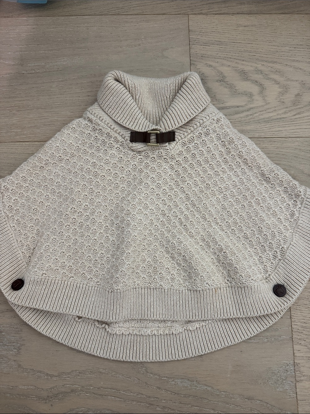 Janie and Jack Cream Turtleneck Poncho with Bow Detail